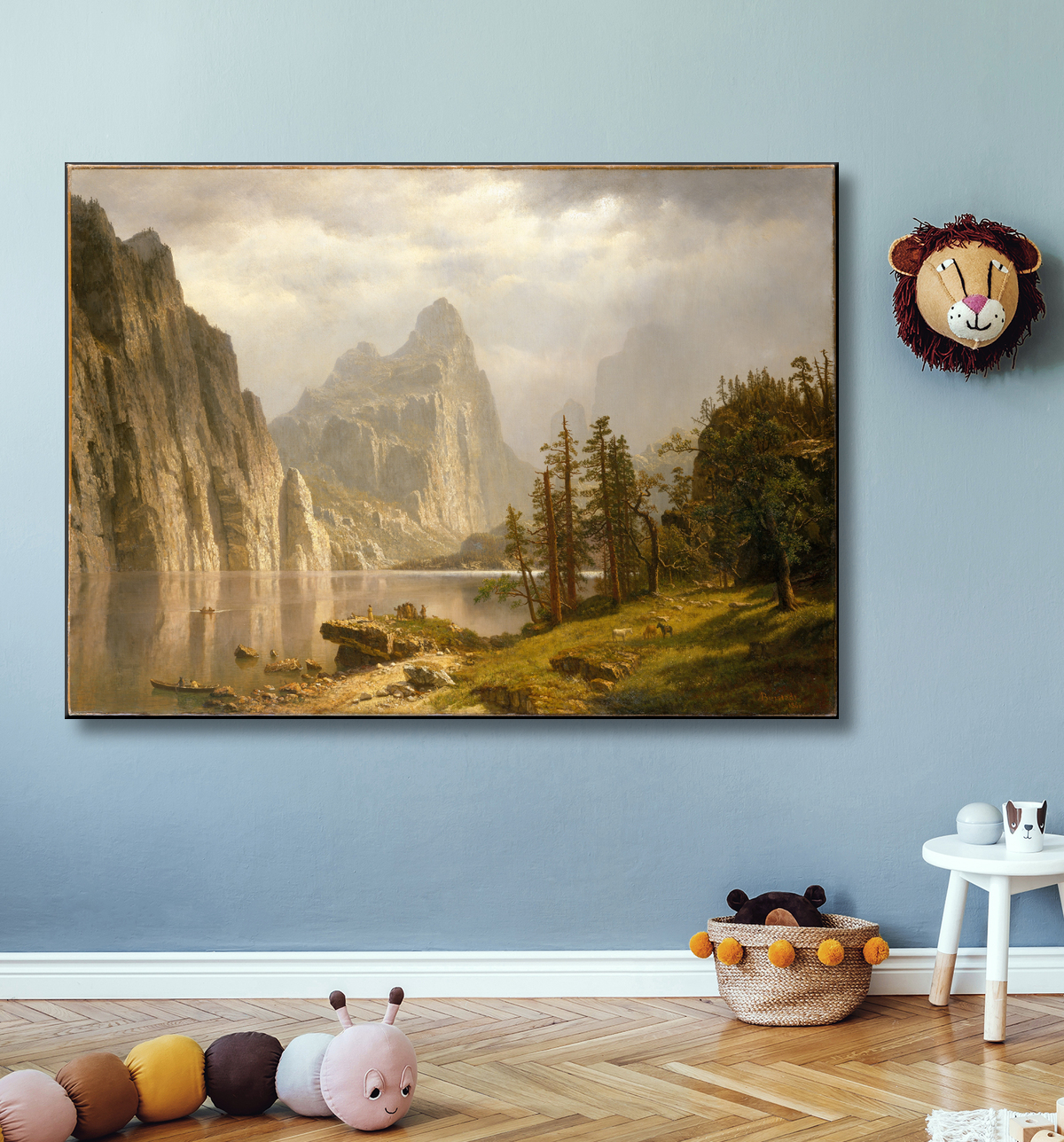 Reproduction Rivière Merced, vallée de Yosemite de Albert Bierstadt avec decor