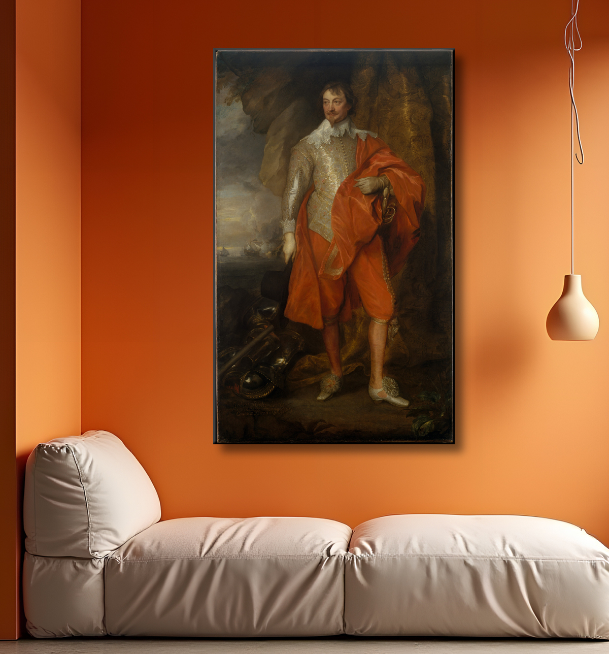 Reproduction Robert Rich (1587–1658), deuxième comte de Warwick de Anthony van Dyck avec decor