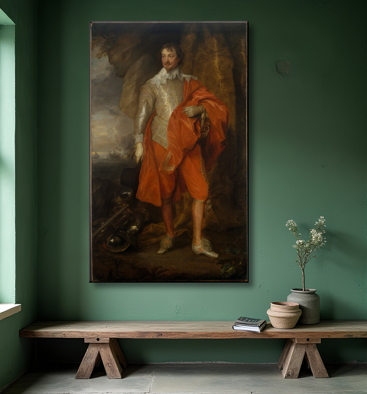 Reproduction Robert Rich (1587–1658), deuxième comte de Warwick de Anthony van Dyck avec decor
