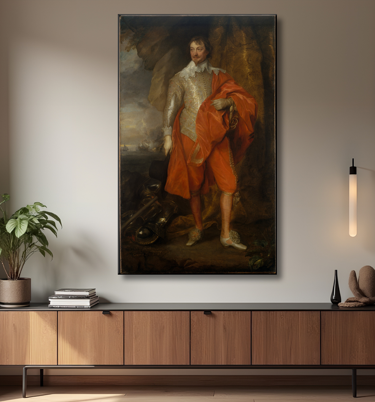 Reproduction Robert Rich (1587–1658), deuxième comte de Warwick de Anthony van Dyck avec decor