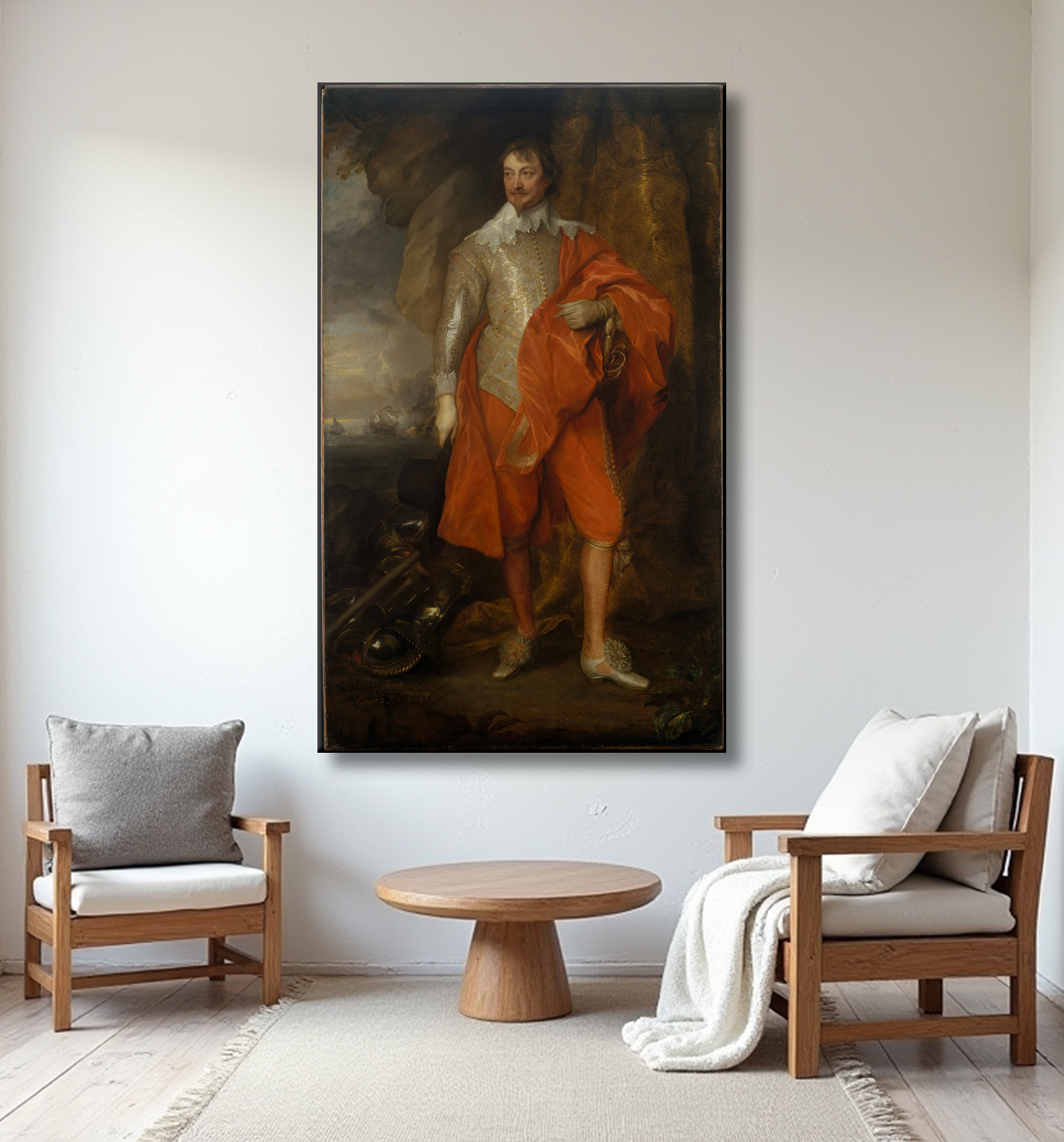 Reproduction Robert Rich (1587–1658), deuxième comte de Warwick de Anthony van Dyck avec decor