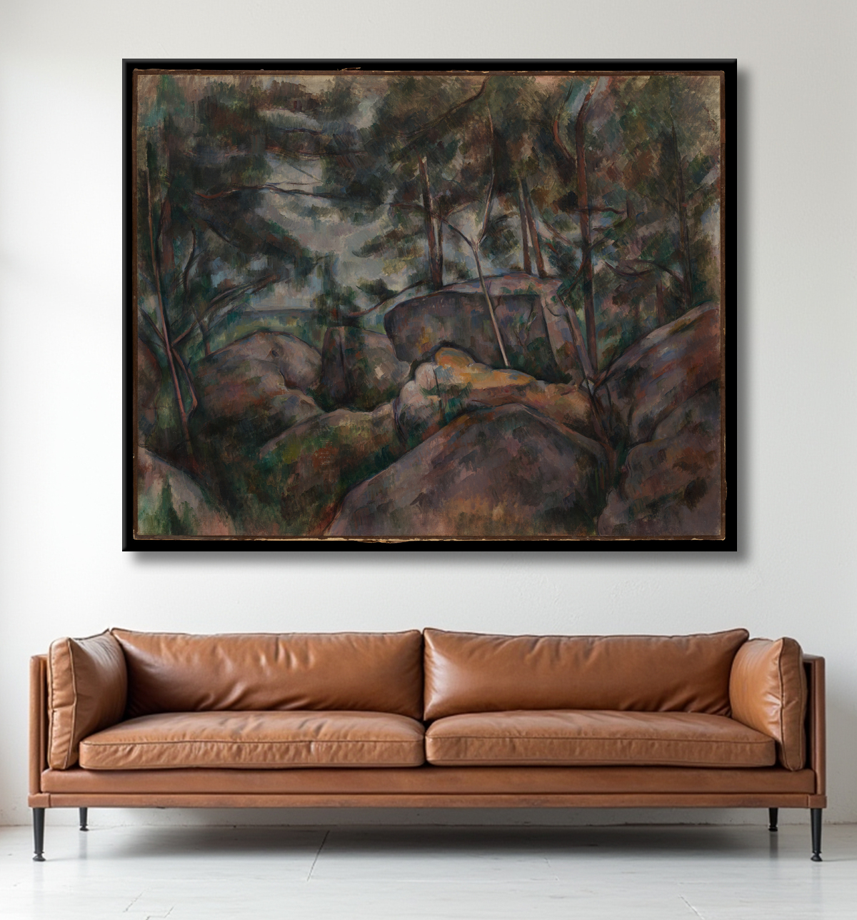 Reproduction Rochers dans la forêt de Paul Cézanne avec decor