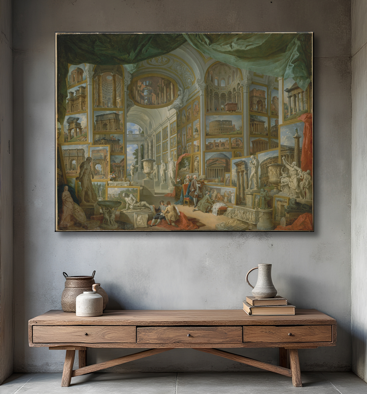 Reproduction Rome antique de Giovanni Paolo Panini avec decor