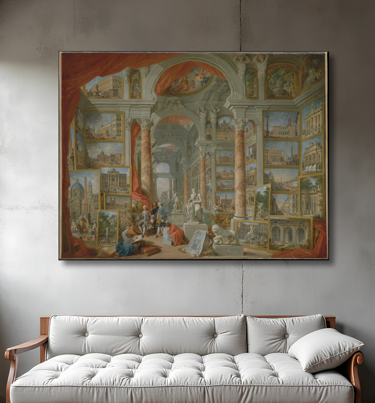 Reproduction Rome moderne de Giovanni Paolo Panini avec decor