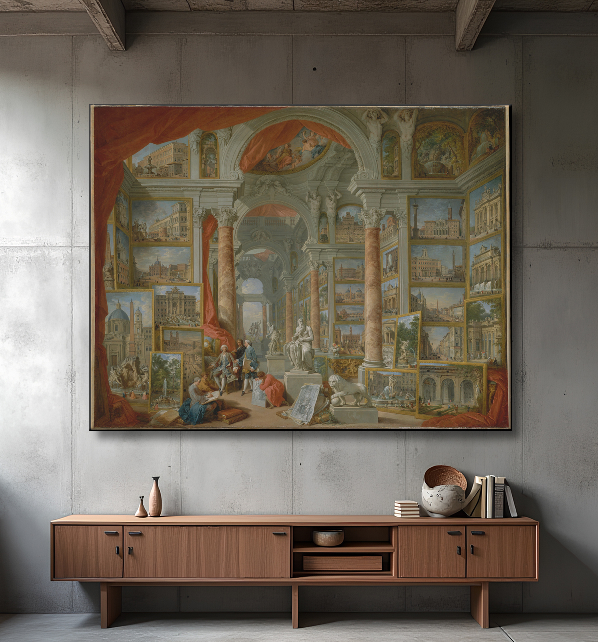 Reproduction Rome moderne de Giovanni Paolo Panini avec decor