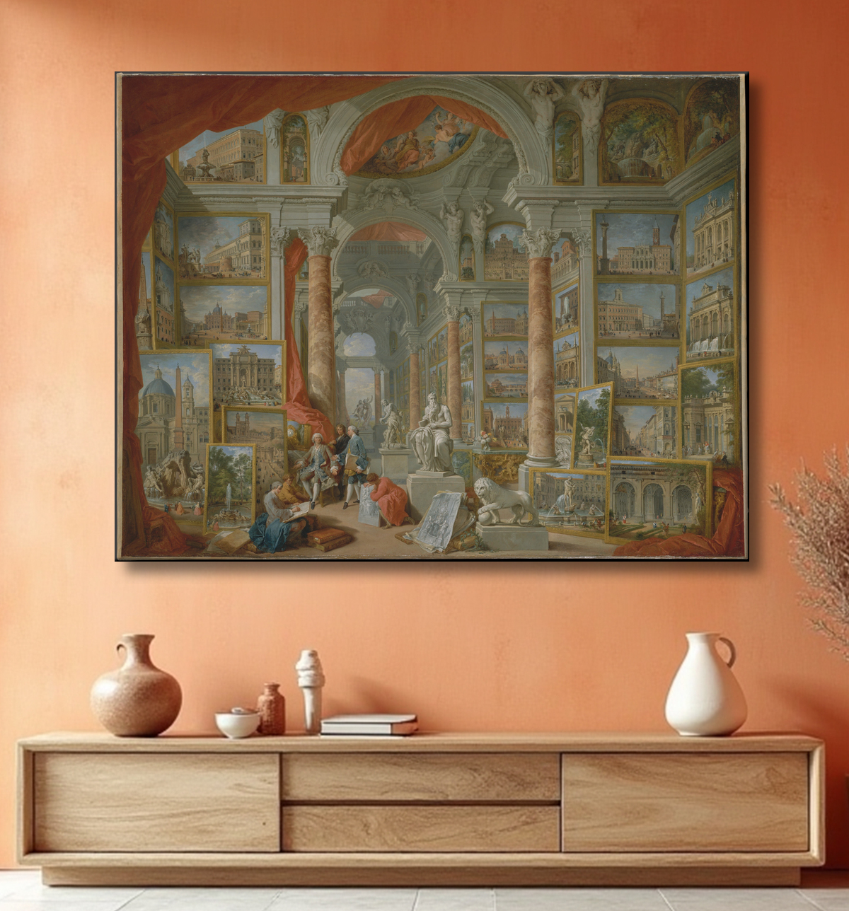 Reproduction Rome moderne de Giovanni Paolo Panini avec decor