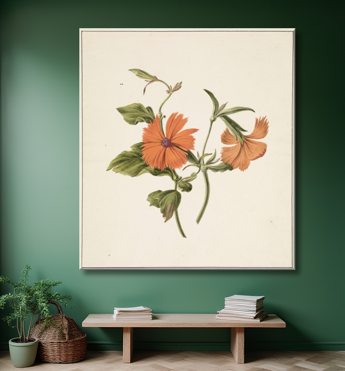 Reproduction Rose chinoise jaune (Rosa Chinensis Lutea) de M. de Gijselaar avec decor