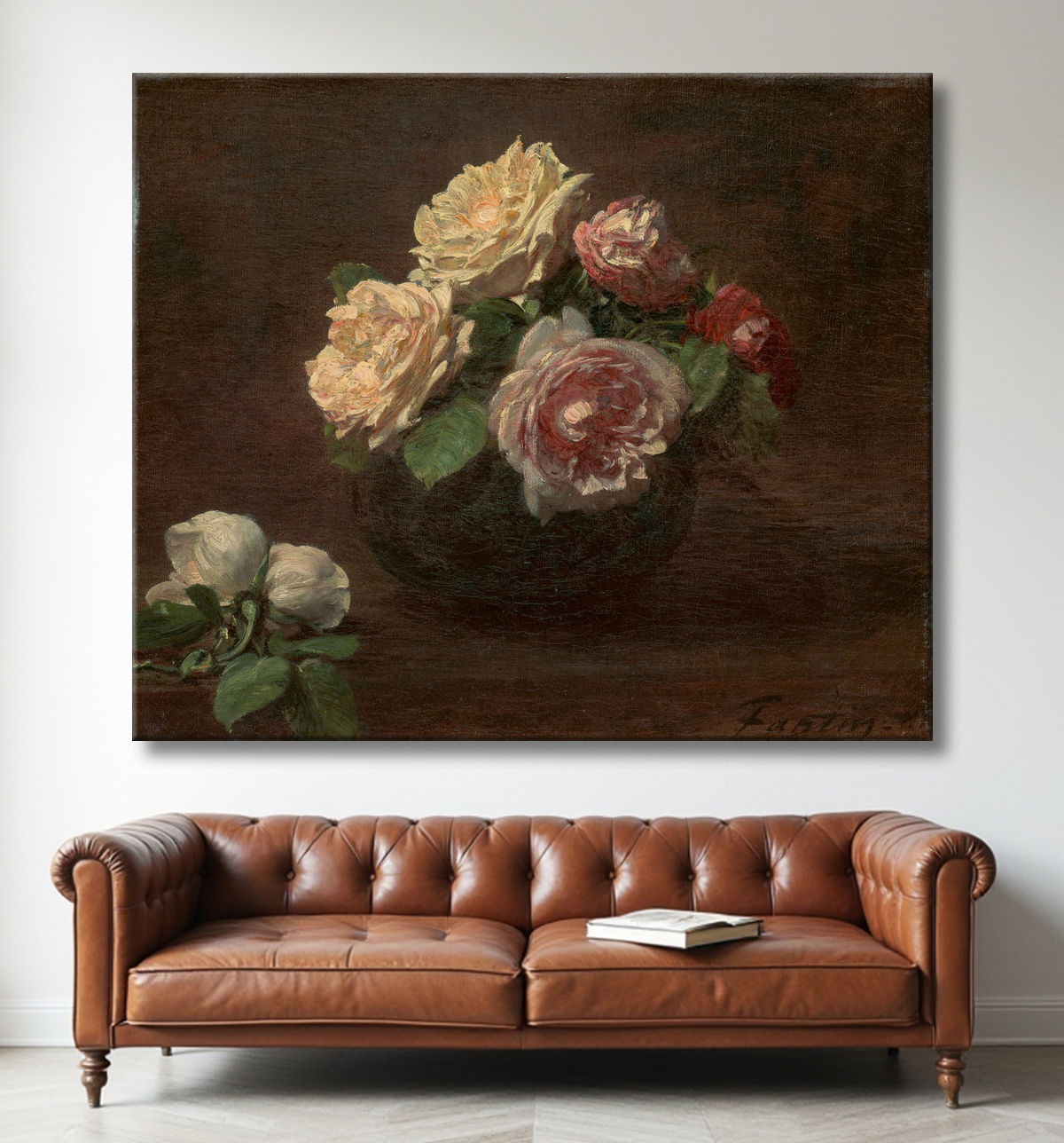 Reproduction Roses dans un bol de Henri Fantin-Latour avec decor