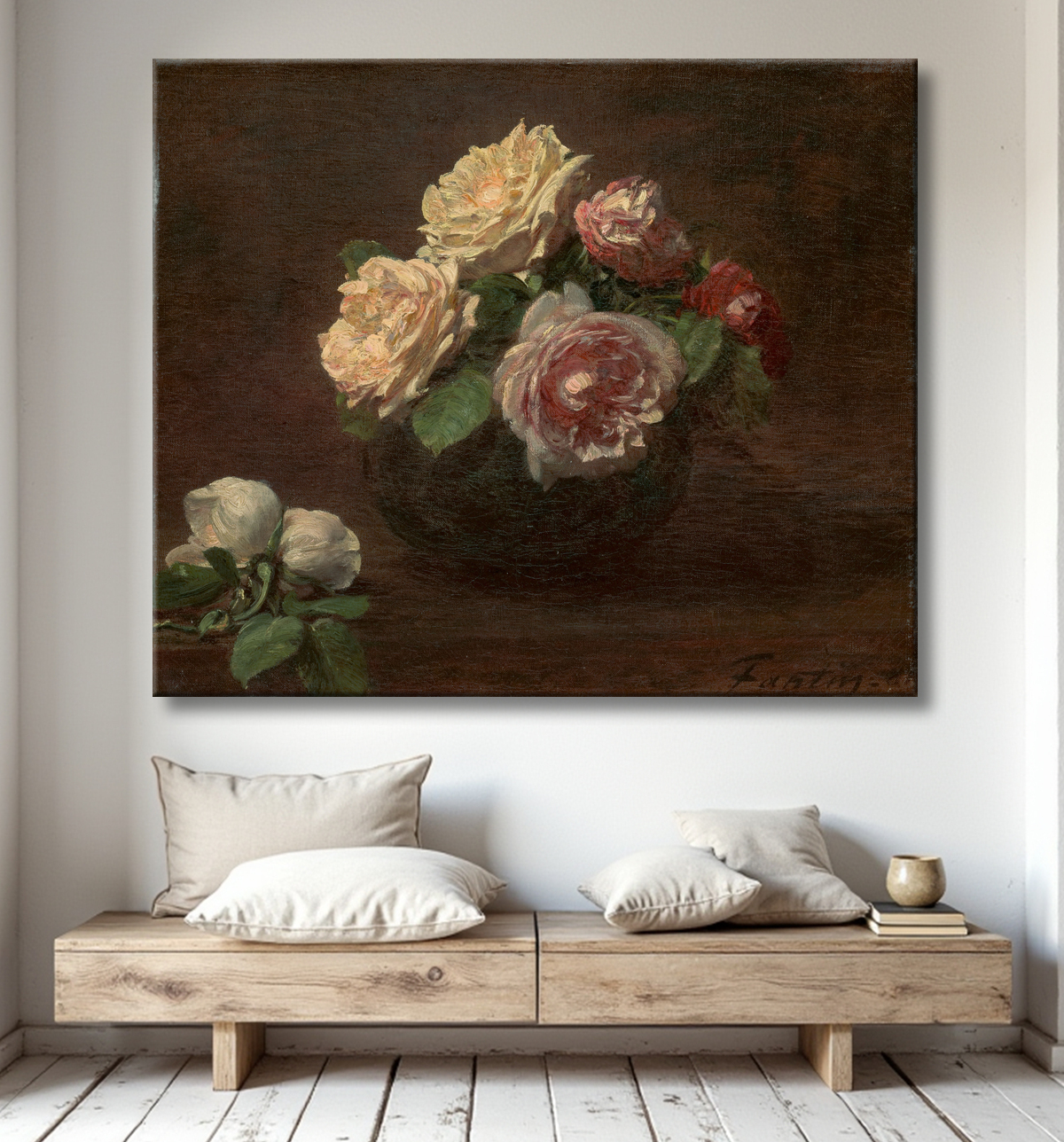 Reproduction Roses dans un bol de Henri Fantin-Latour avec decor