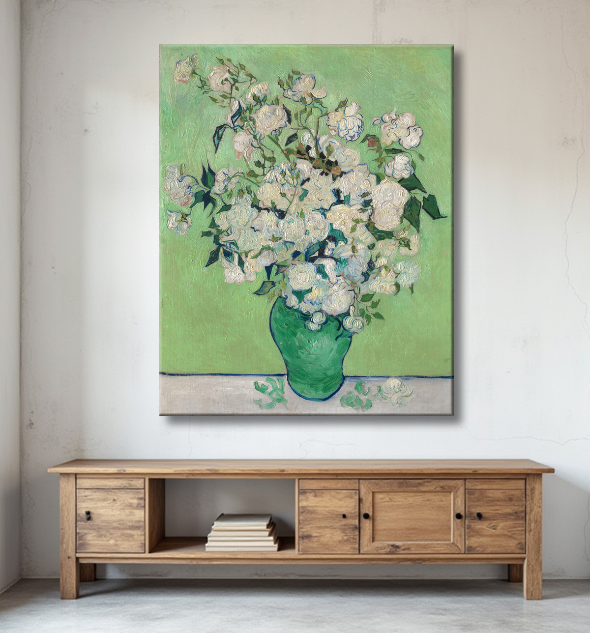 Reproduction Van Gogh : tableau les Roses avec decor