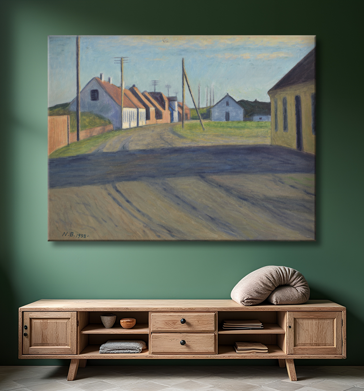 Reproduction Route dans une petite ville. Strande de Bjerre, Niels avec decor