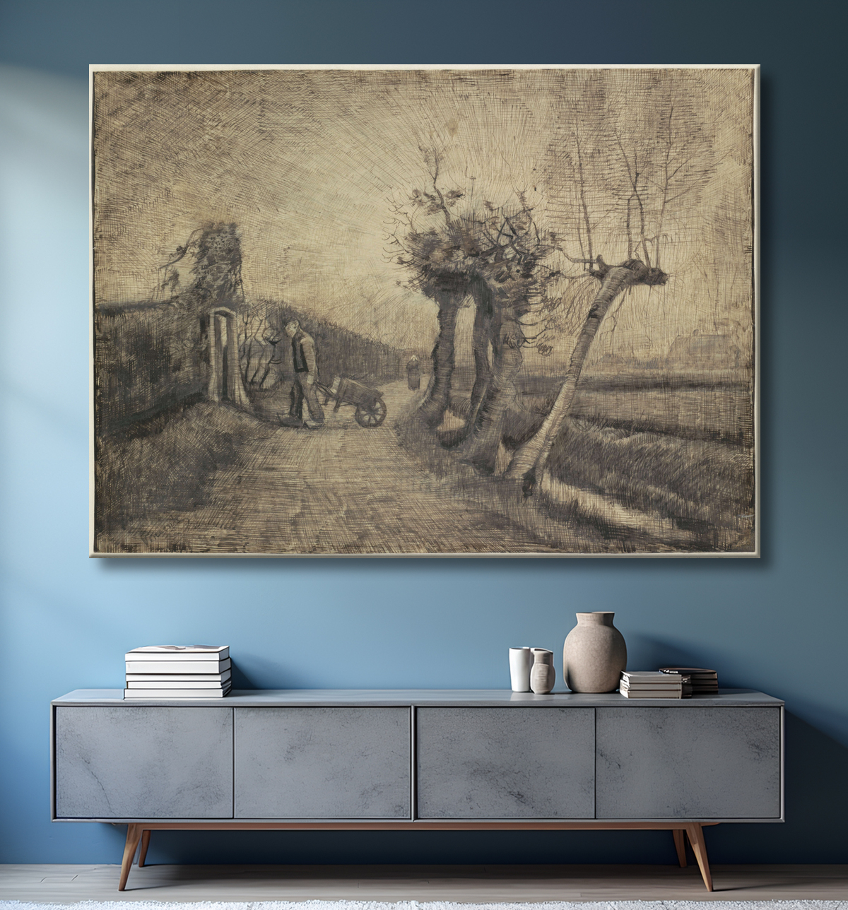 Reproduction Route derrière le jardin du presbytère à Nuenen de Vincent van Gogh avec decor
