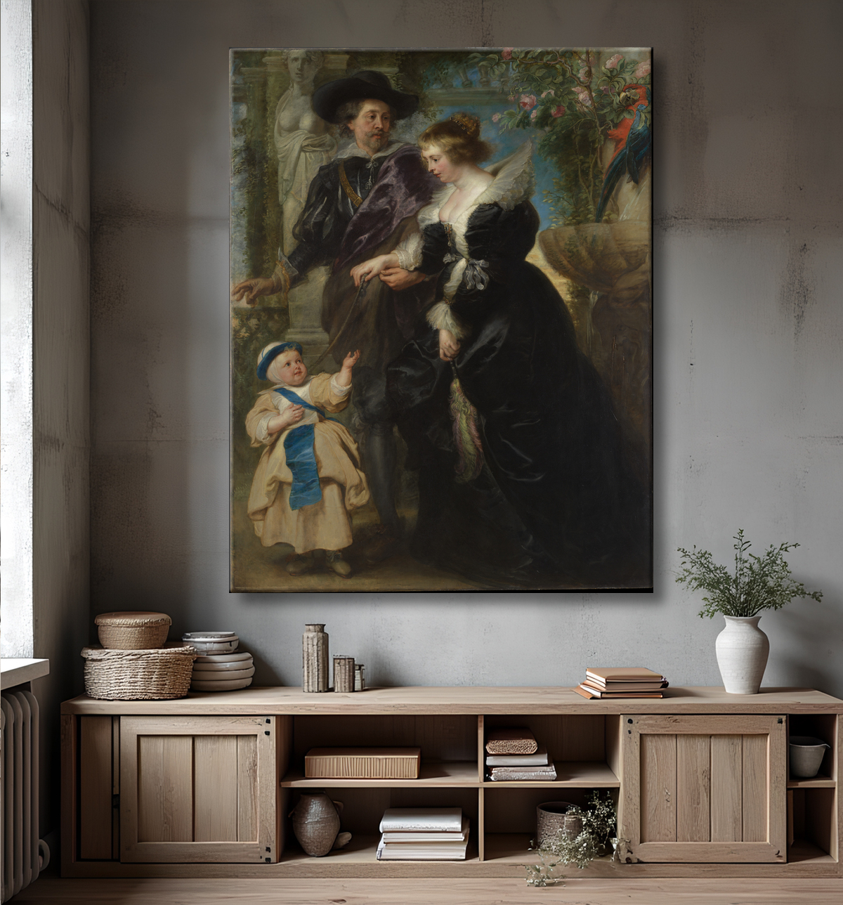 Reproduction Rubens, Helena Fourment (1614-1673) et leur fils Frans (1633-1678) de Peter Paul Rubens avec decor