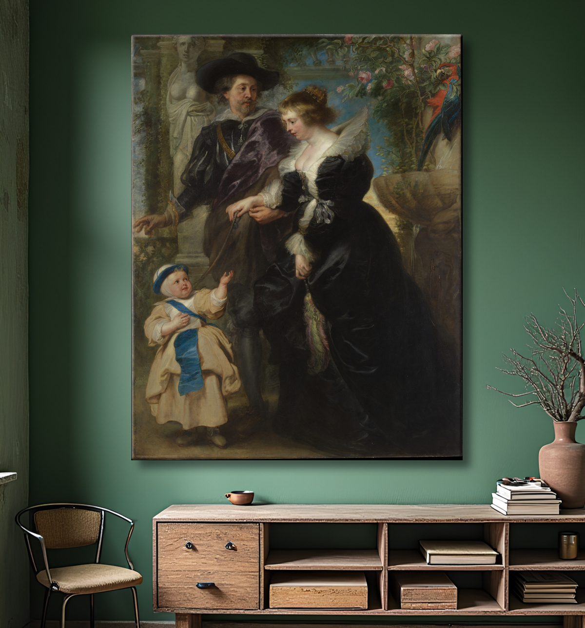 Reproduction Rubens, Helena Fourment (1614-1673) et leur fils Frans (1633-1678) de Peter Paul Rubens avec decor