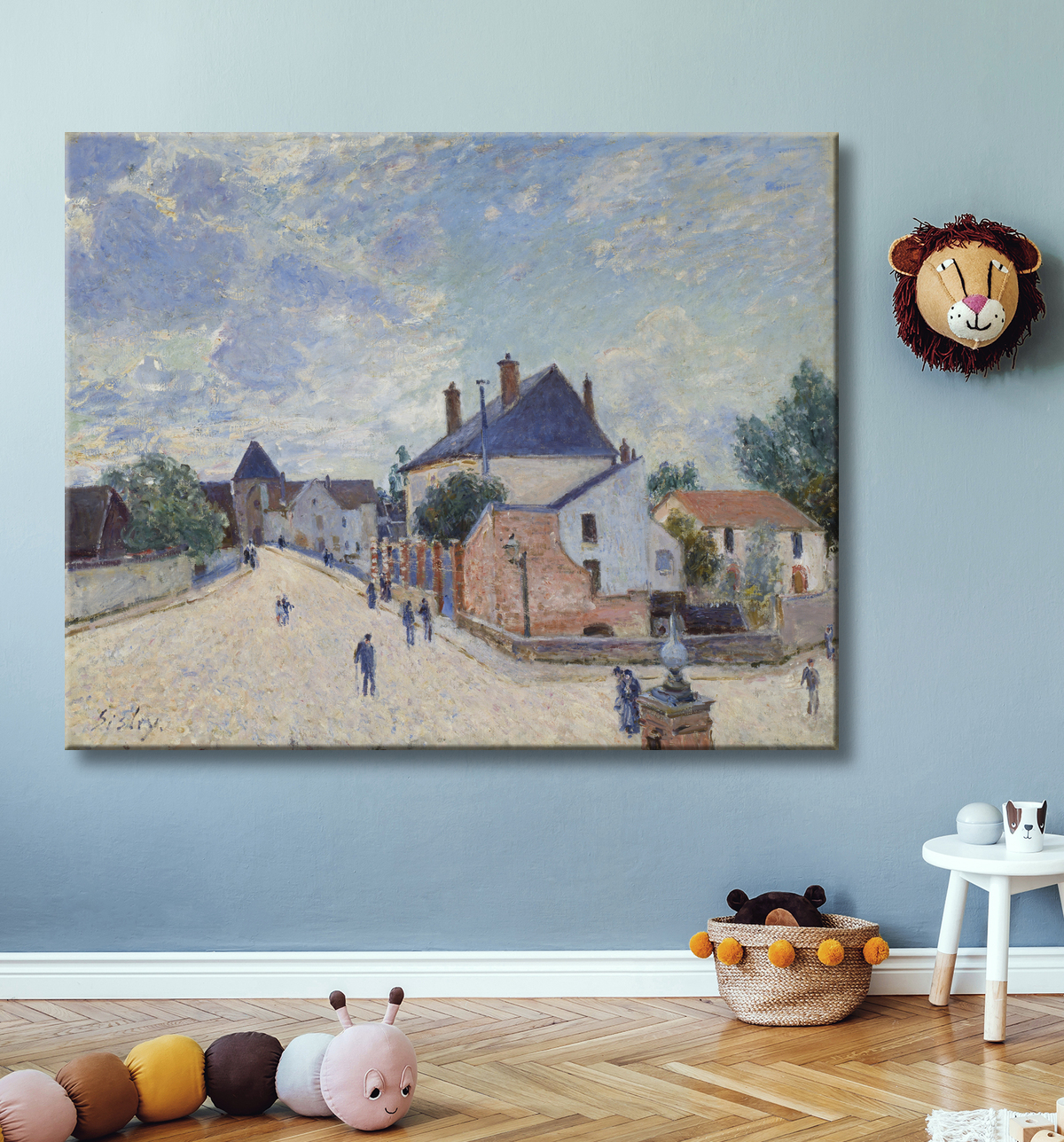 Reproduction Rue à Moret de Alfred Sisley avec decor