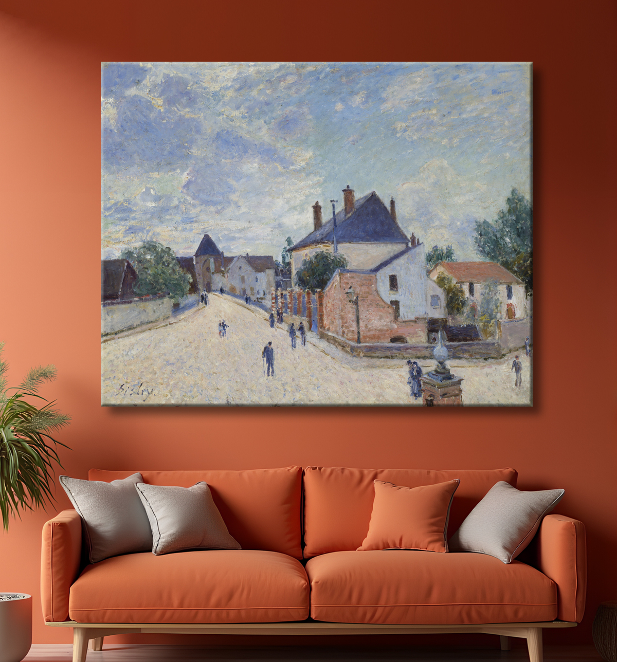 Reproduction Rue à Moret de Alfred Sisley avec decor