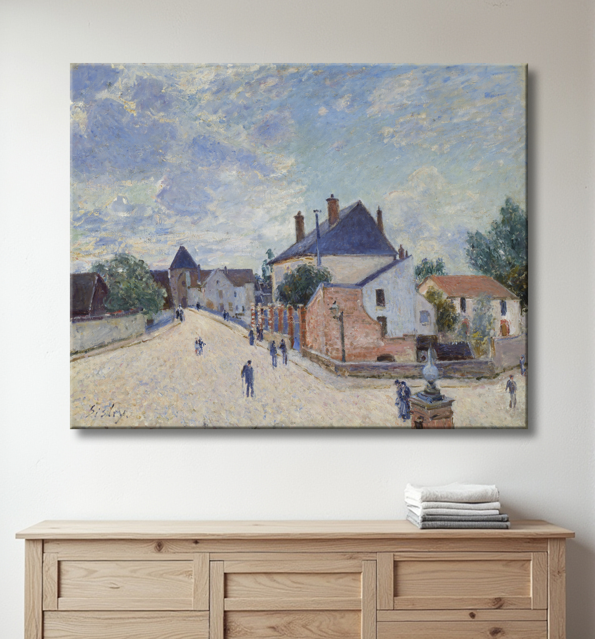 Reproduction Rue à Moret de Alfred Sisley avec decor