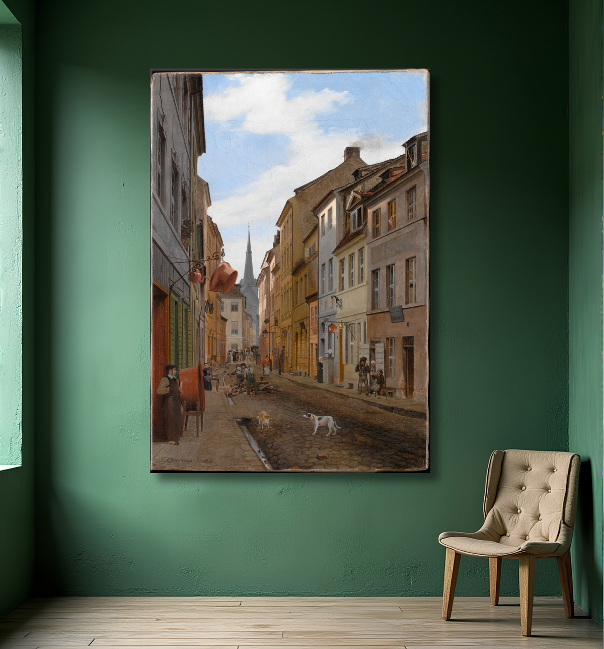 Reproduction Rue paroissiale à Berlin de Eduard Gaertner avec decor