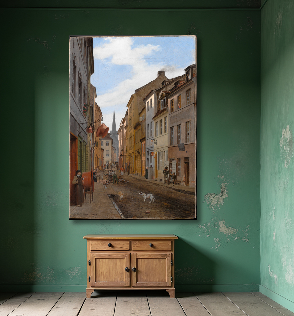 Reproduction Rue paroissiale à Berlin de Eduard Gaertner avec decor