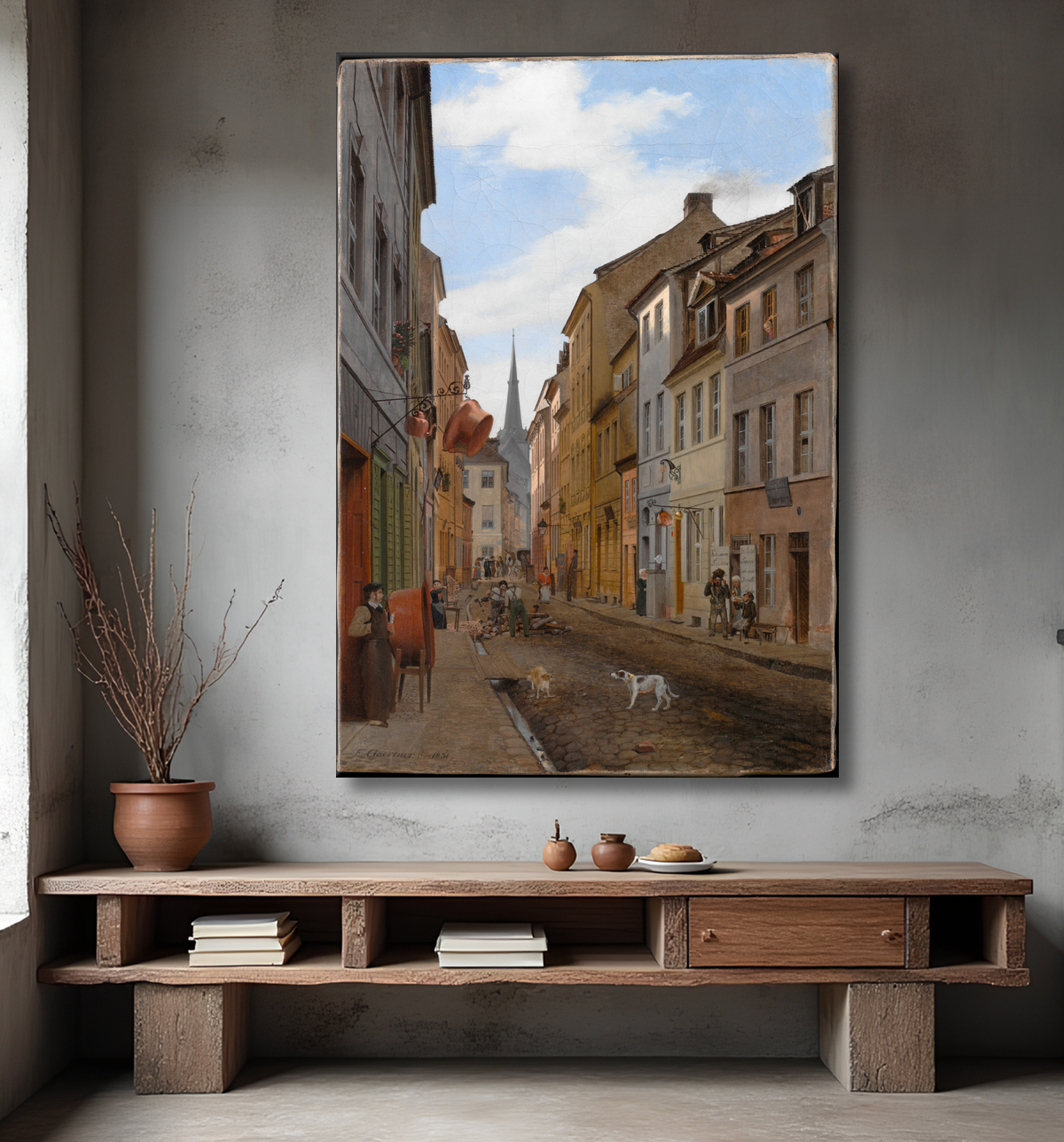 Reproduction Rue paroissiale à Berlin de Eduard Gaertner avec decor