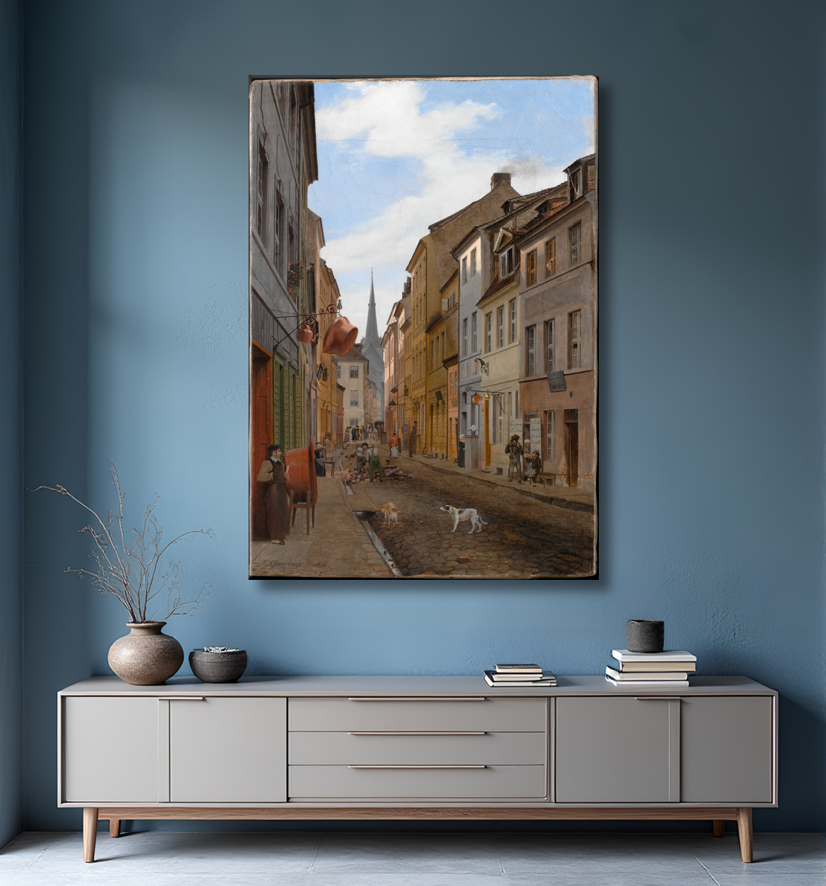 Reproduction Rue paroissiale à Berlin de Eduard Gaertner avec decor
