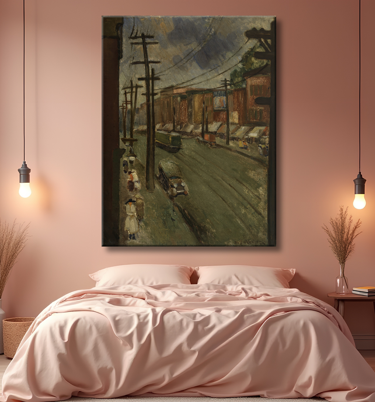 Reproduction Rue Principale, Montréal de Louis Wiesenberg, born Opator, Poland 1893-died New York City 1943 avec decor