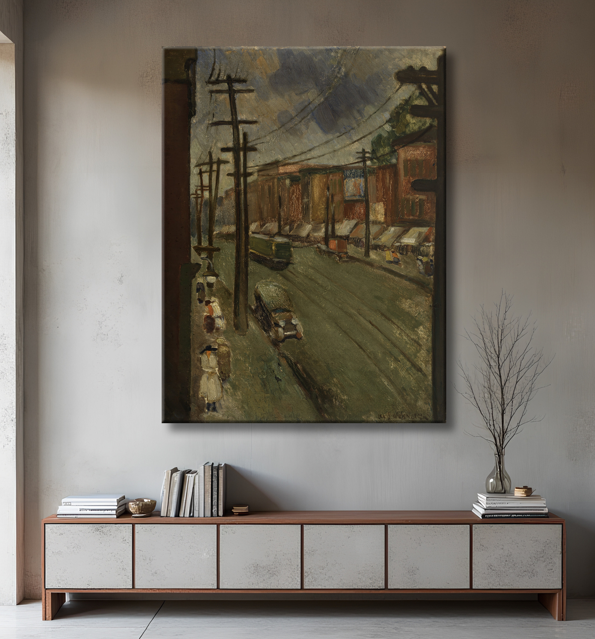 Reproduction Rue Principale, Montréal de Louis Wiesenberg, born Opator, Poland 1893-died New York City 1943 avec decor