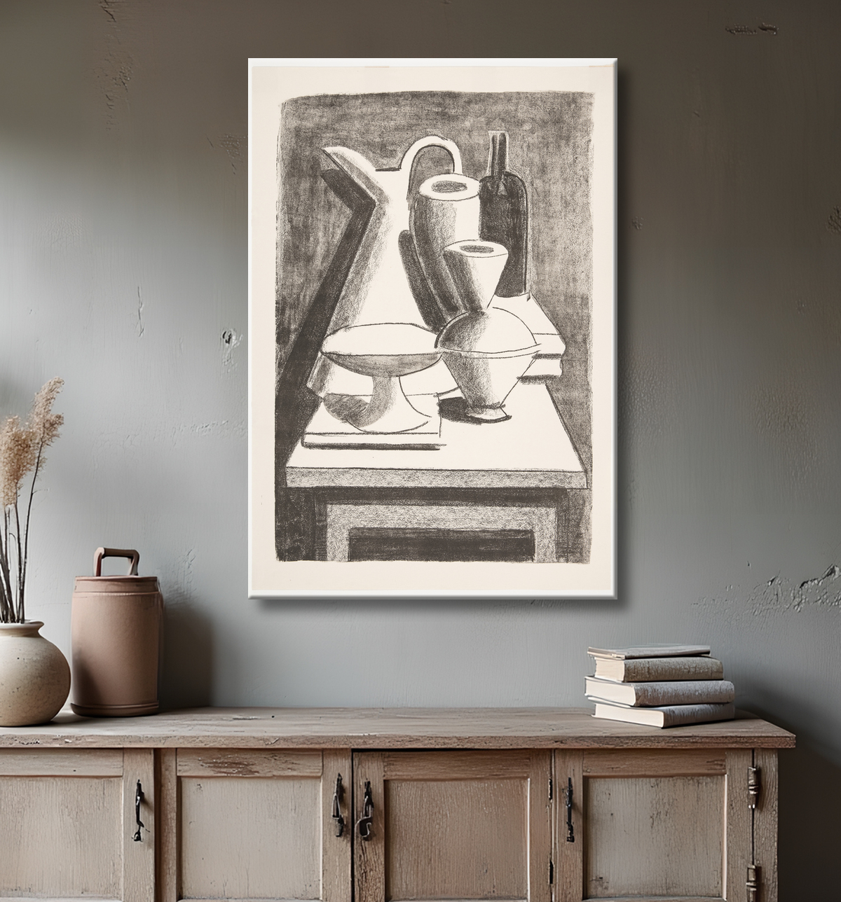 Reproduction S'aligner. Cruche, bouteille etc. de Lundstrøm, Vilhelm avec decor