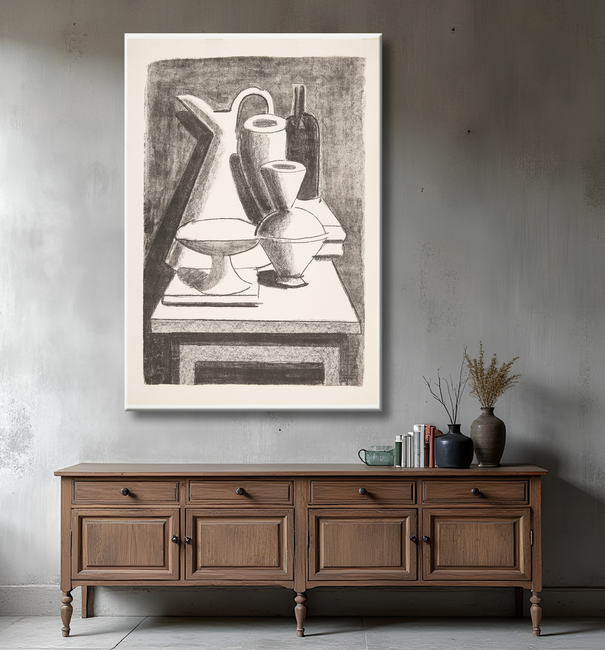 Reproduction S'aligner. Cruche, bouteille etc. de Lundstrøm, Vilhelm avec decor