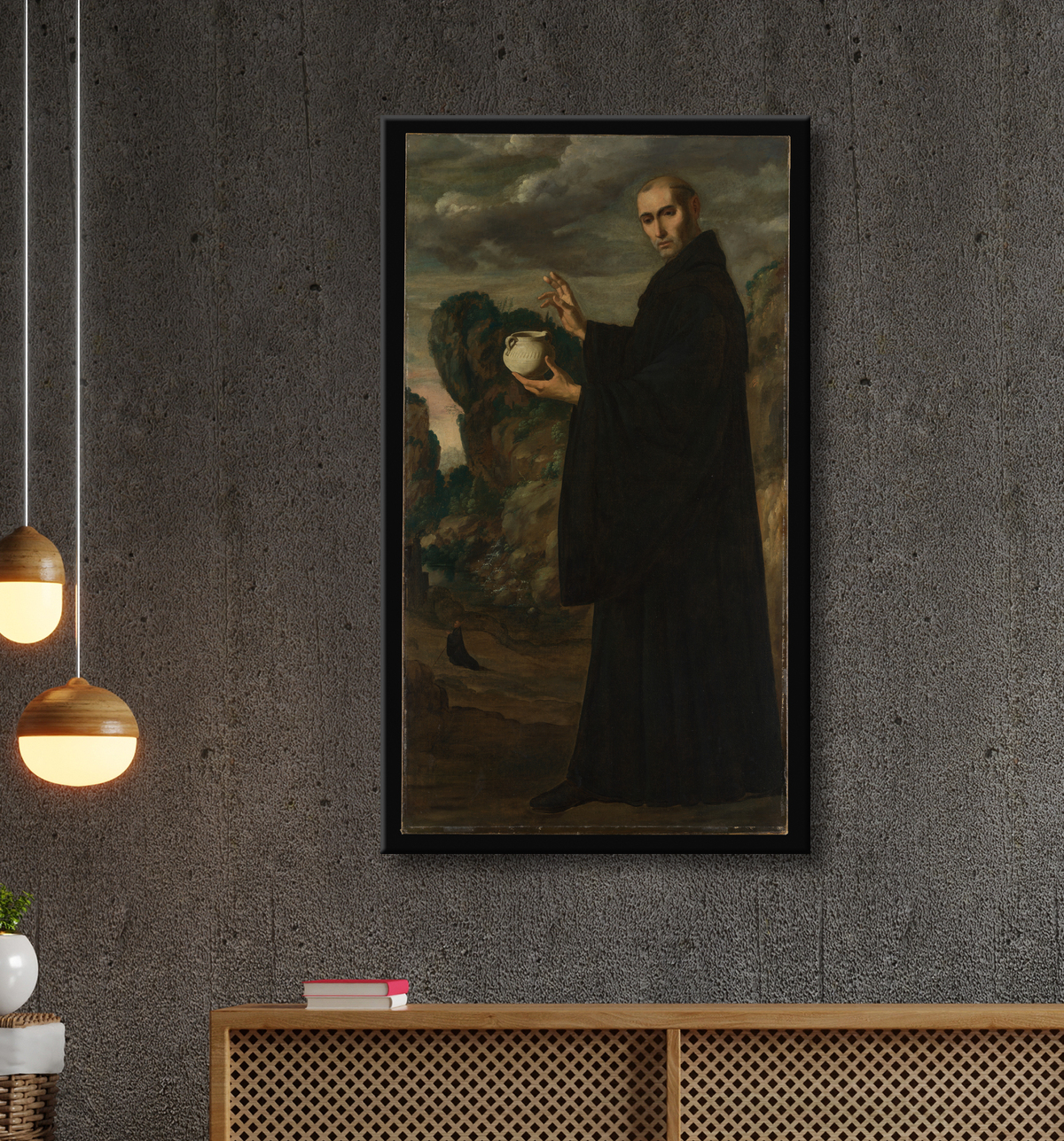 Reproduction Saint Benoît de Francisco de Zurbarán avec decor