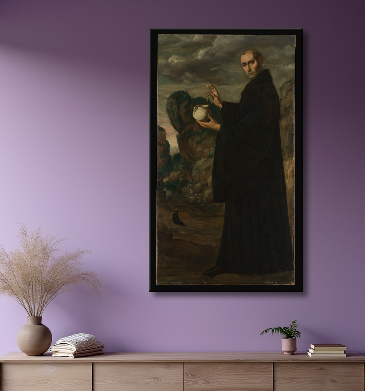 Reproduction Saint Benoît de Francisco de Zurbarán avec decor