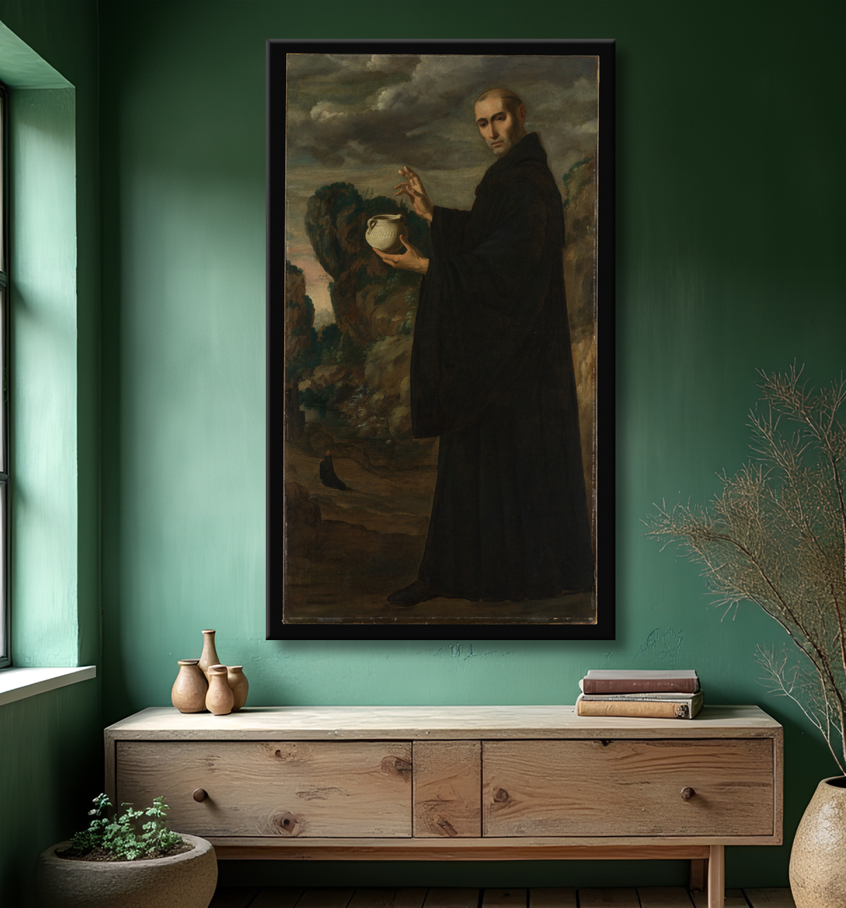 Reproduction Saint Benoît de Francisco de Zurbarán avec decor