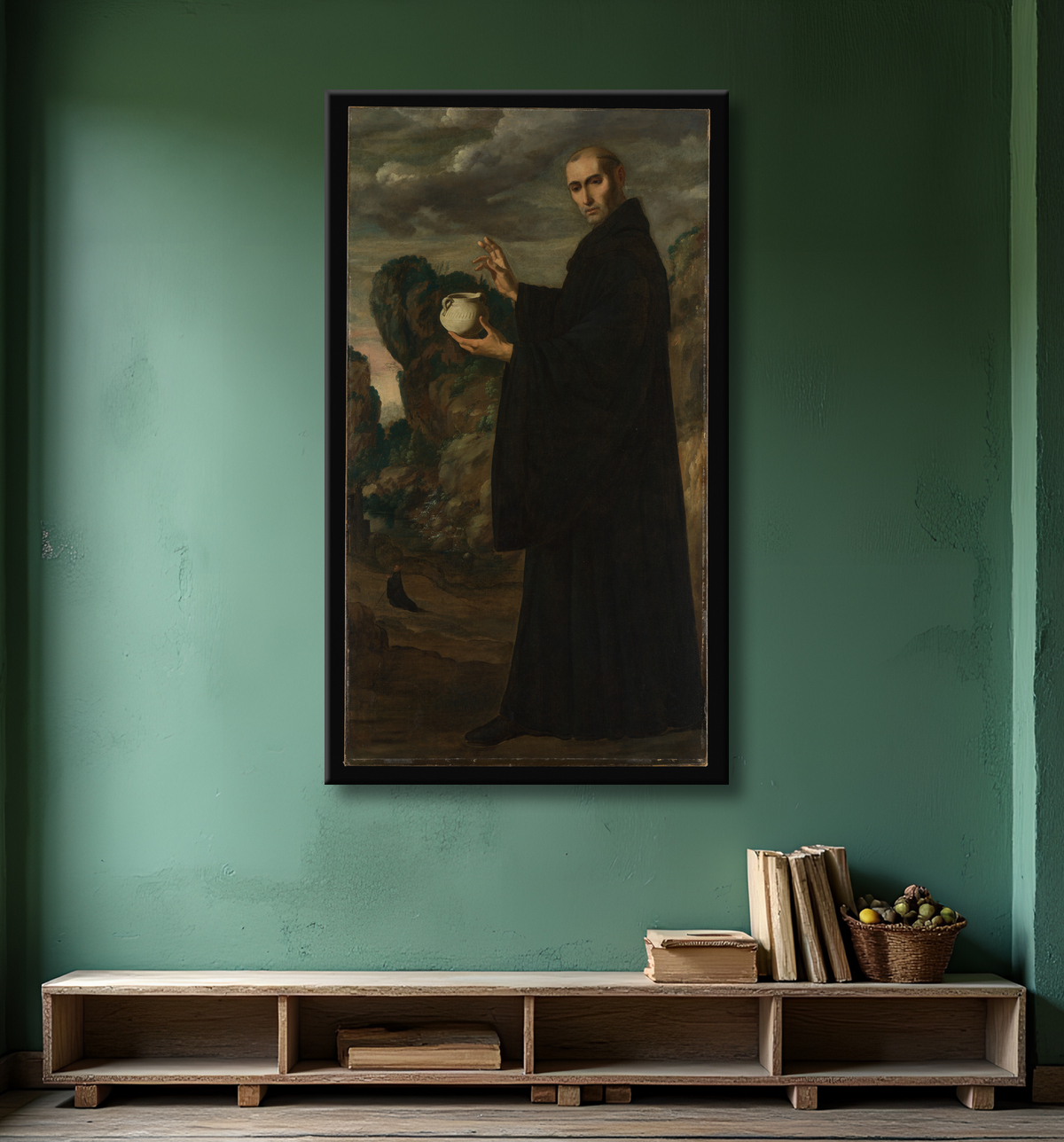Reproduction Saint Benoît de Francisco de Zurbarán avec decor