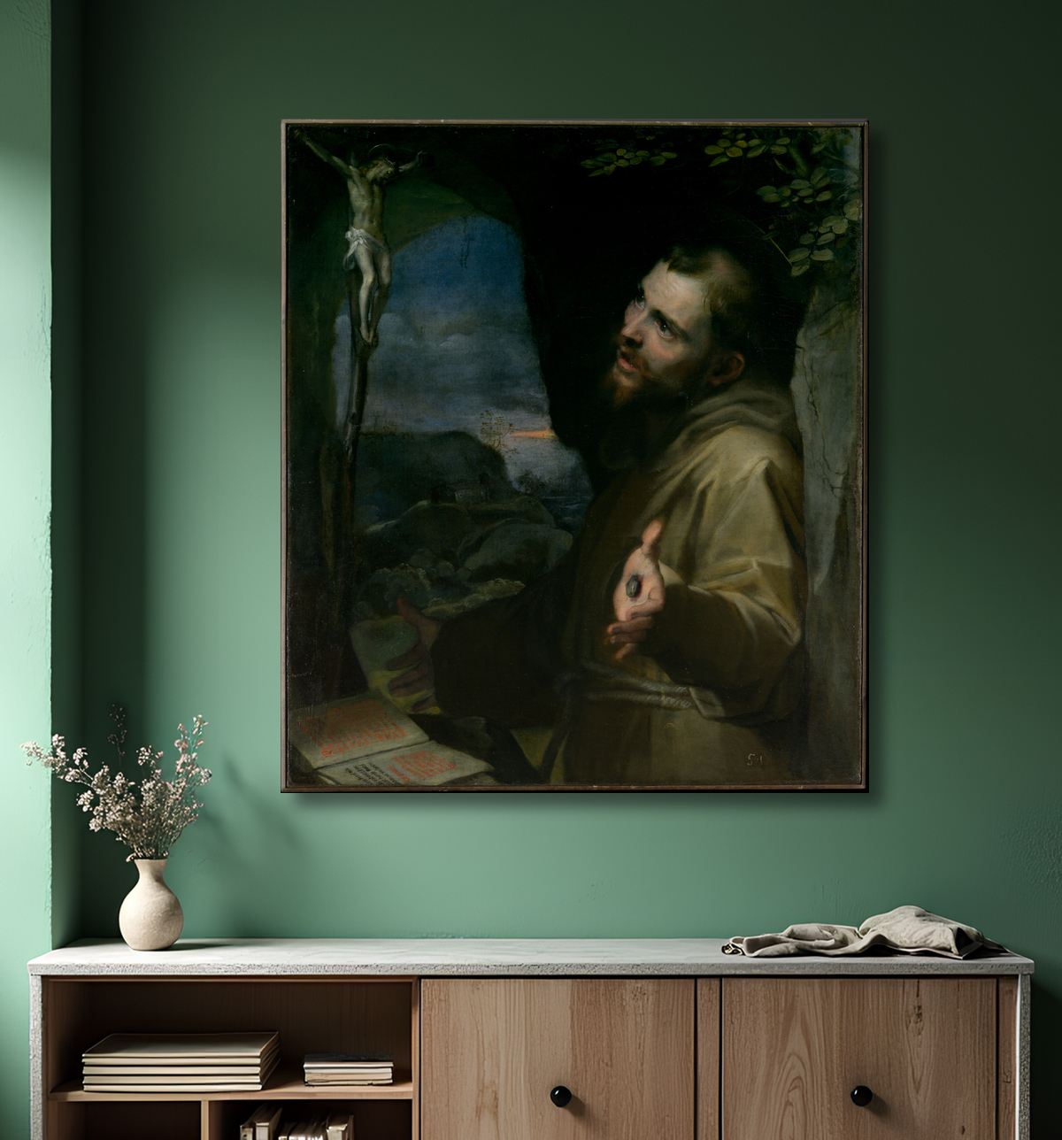 Reproduction Saint François de Federico Barocci avec decor