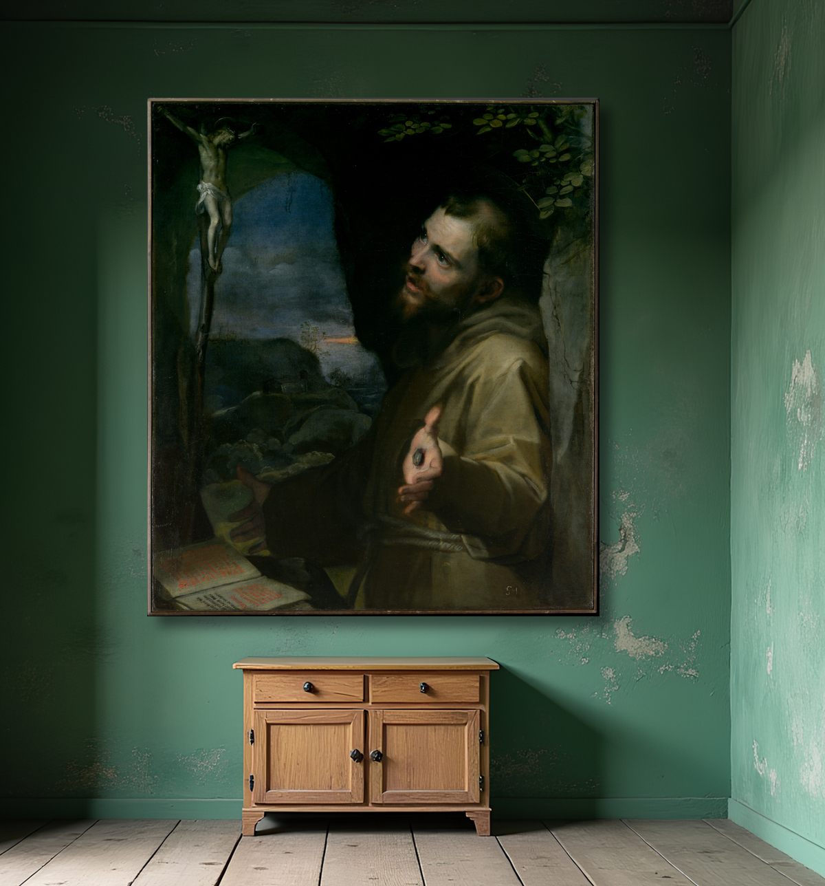 Reproduction Saint François de Federico Barocci avec decor