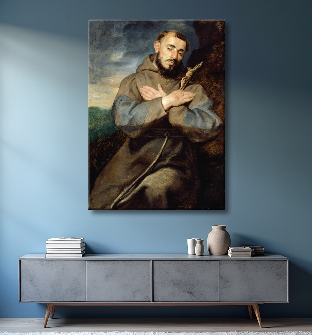 Reproduction Saint François de Peter Paul Rubens avec decor