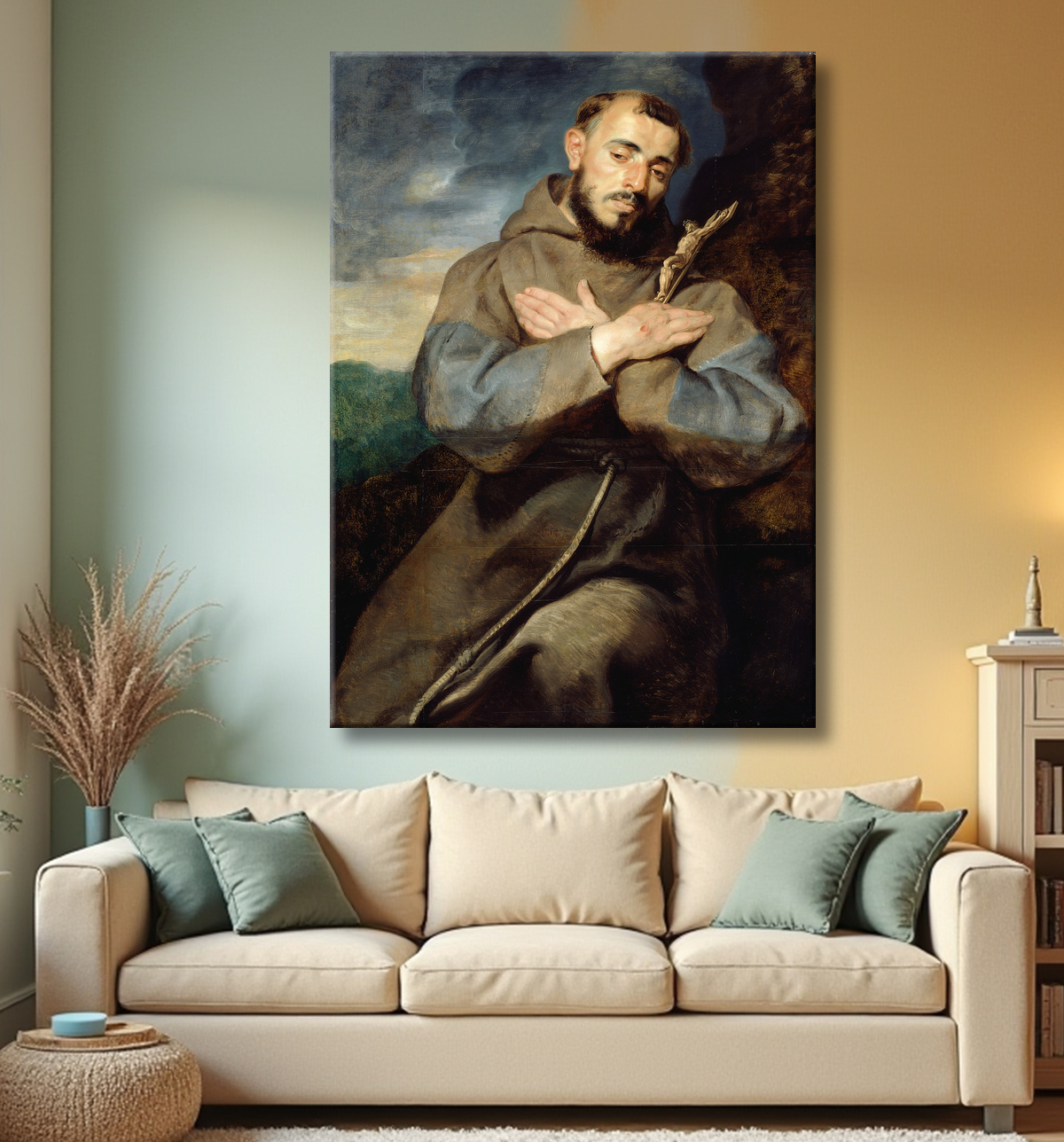 Reproduction Saint François de Peter Paul Rubens avec decor