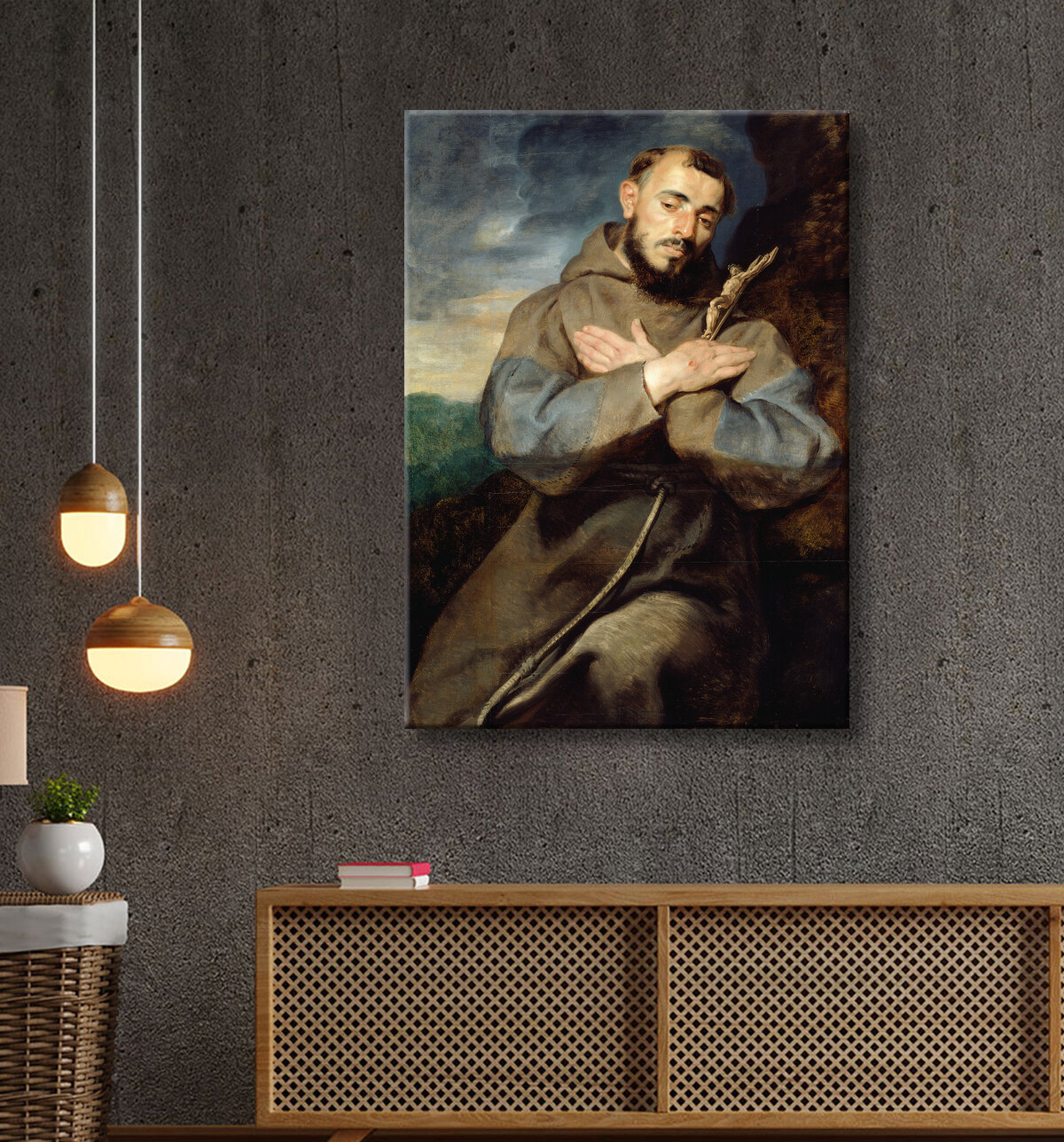 Reproduction Saint François de Peter Paul Rubens avec decor