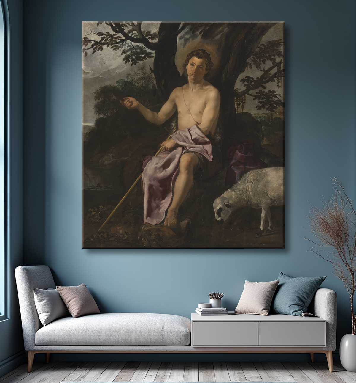 Reproduction Saint Jean-Baptiste dans le désert de Diego Velázquez avec decor