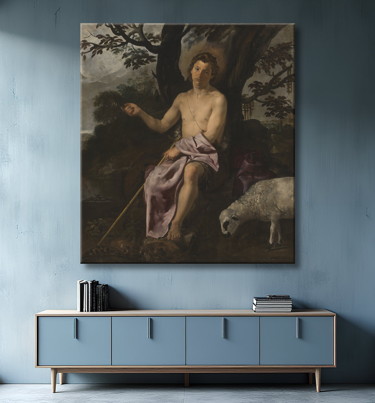 Reproduction Saint Jean-Baptiste dans le désert de Diego Velázquez avec decor