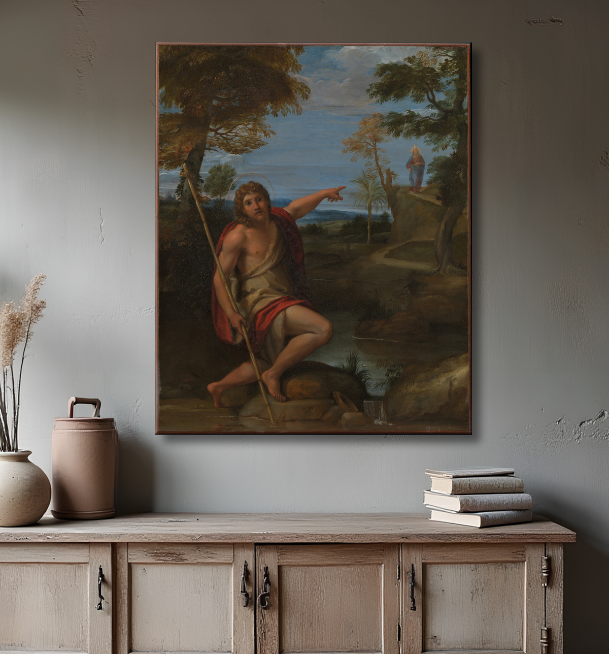 Reproduction Saint Jean-Baptiste rend témoignage de Annibale Carracci avec decor