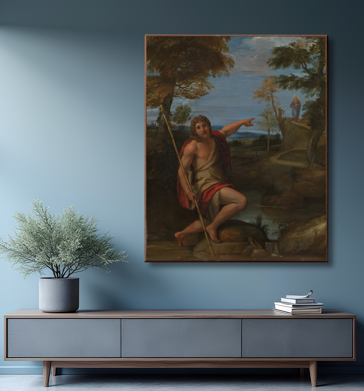 Reproduction Saint Jean-Baptiste rend témoignage de Annibale Carracci avec decor