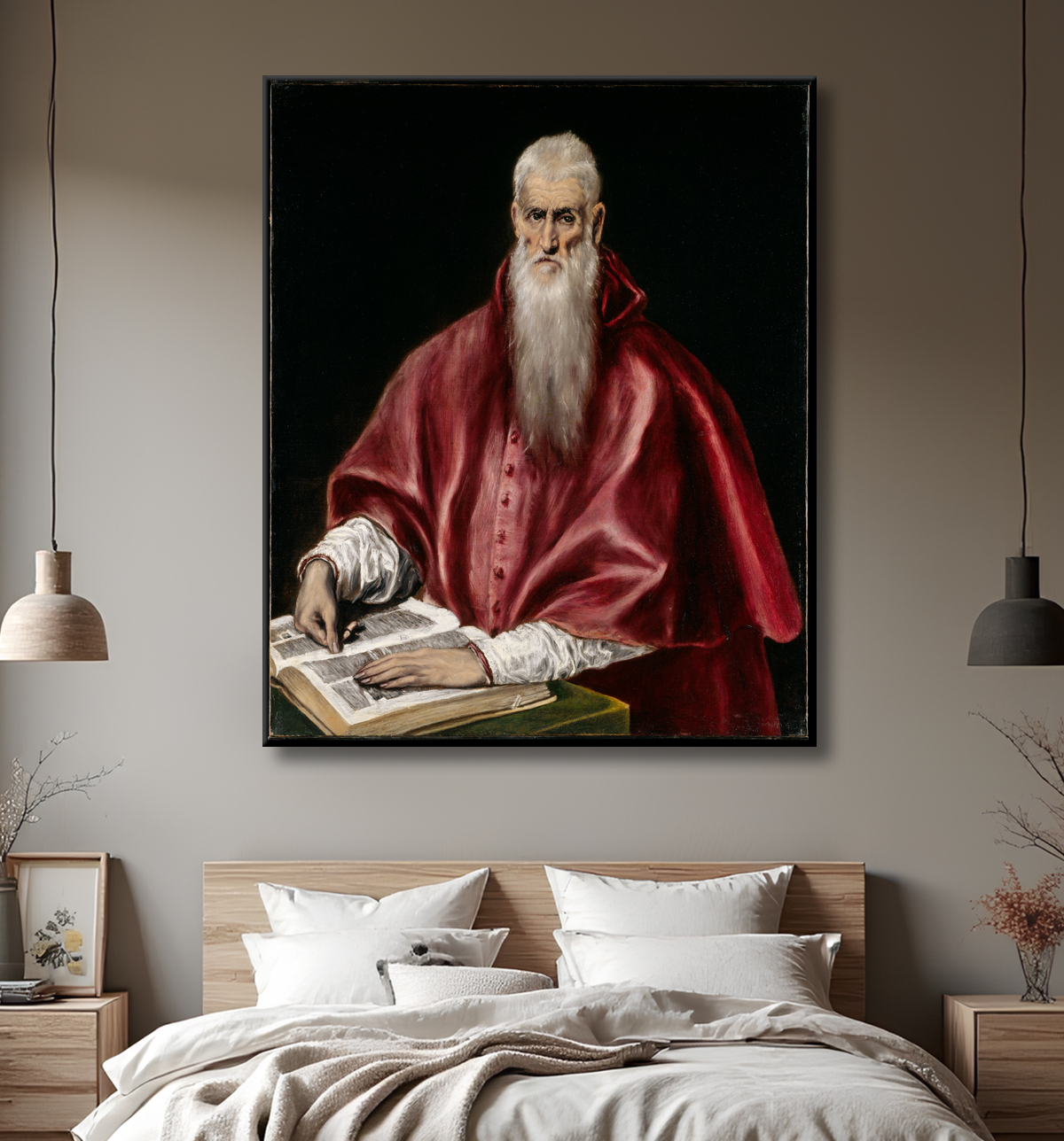 Reproduction Saint Jérôme comme érudit de El Greco (Domenikos Theotokopoulos) avec decor