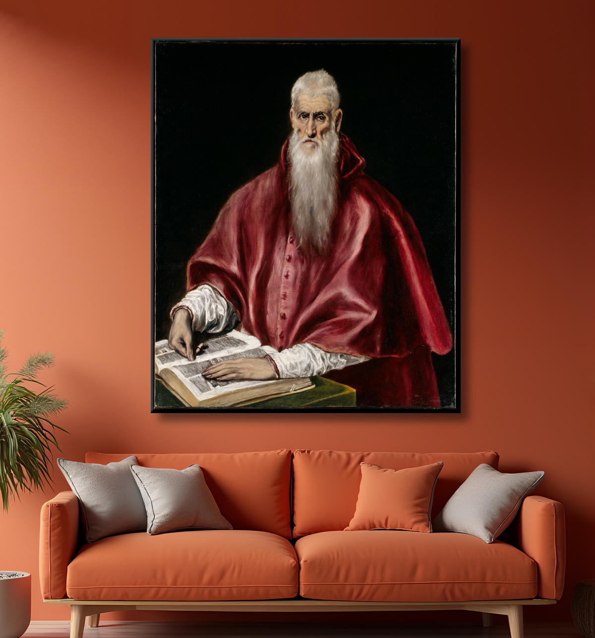 Reproduction Saint Jérôme comme érudit de El Greco (Domenikos Theotokopoulos) avec decor