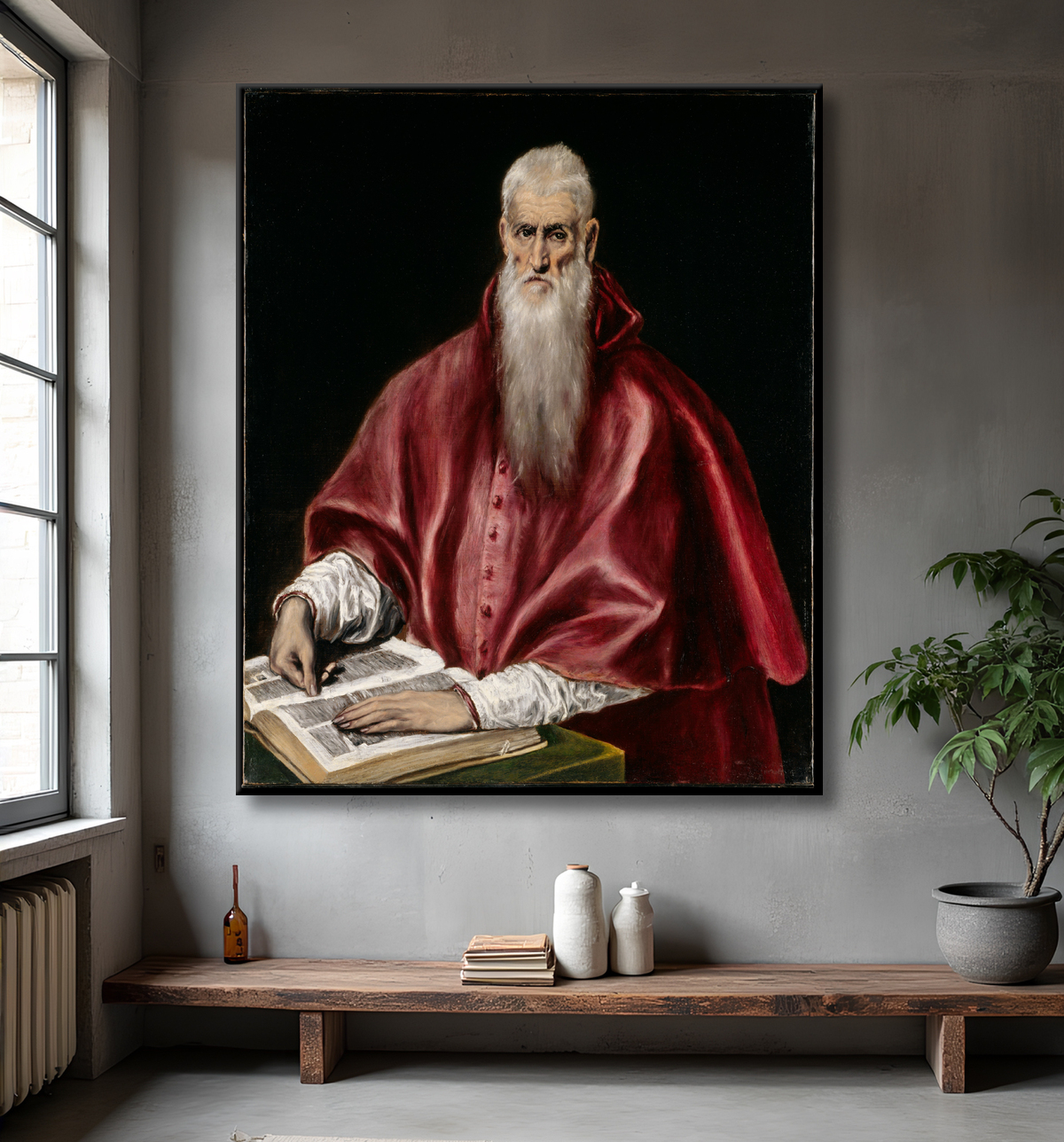 Reproduction Saint Jérôme comme érudit de El Greco (Domenikos Theotokopoulos) avec decor