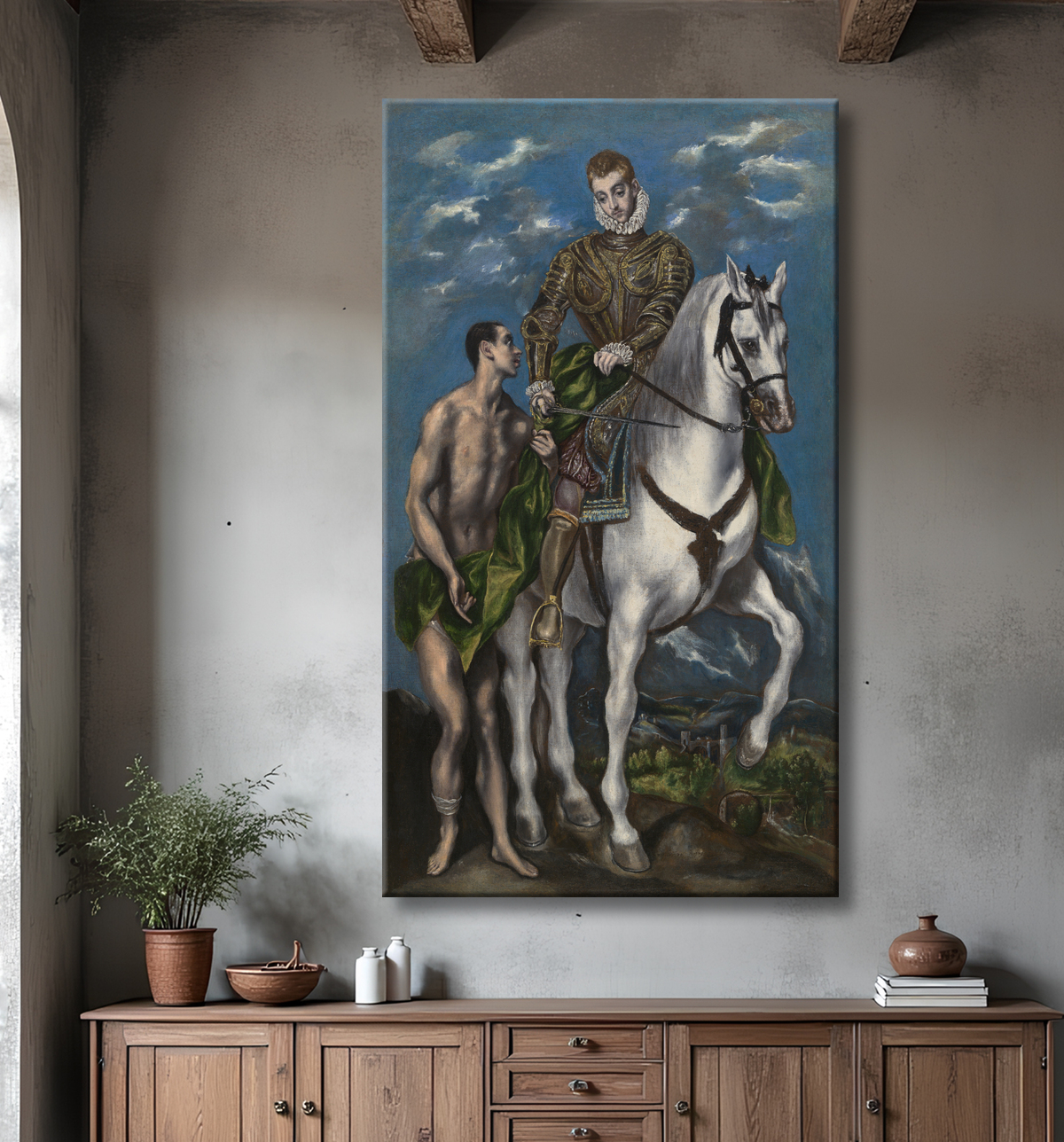 Reproduction Saint Martin et le mendiant de Domenico Theotokópoulos, called El Greco avec decor