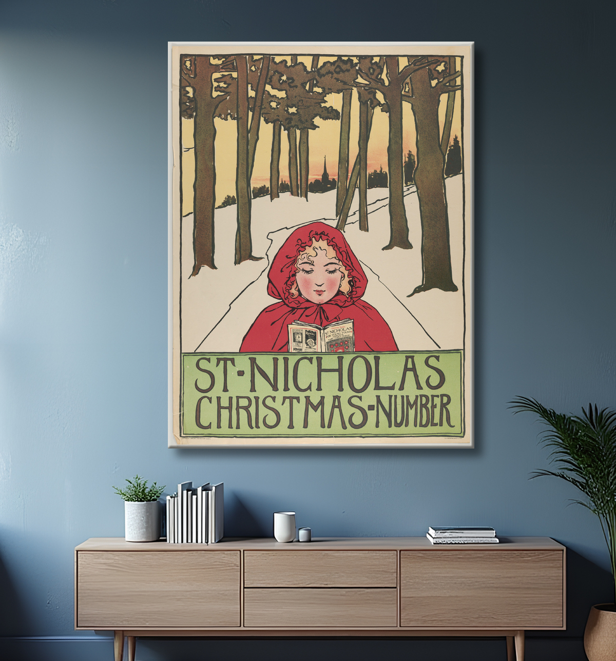 Reproduction Saint-Nicolas : numéro de Noël de Anonymous, American, 19th century avec decor