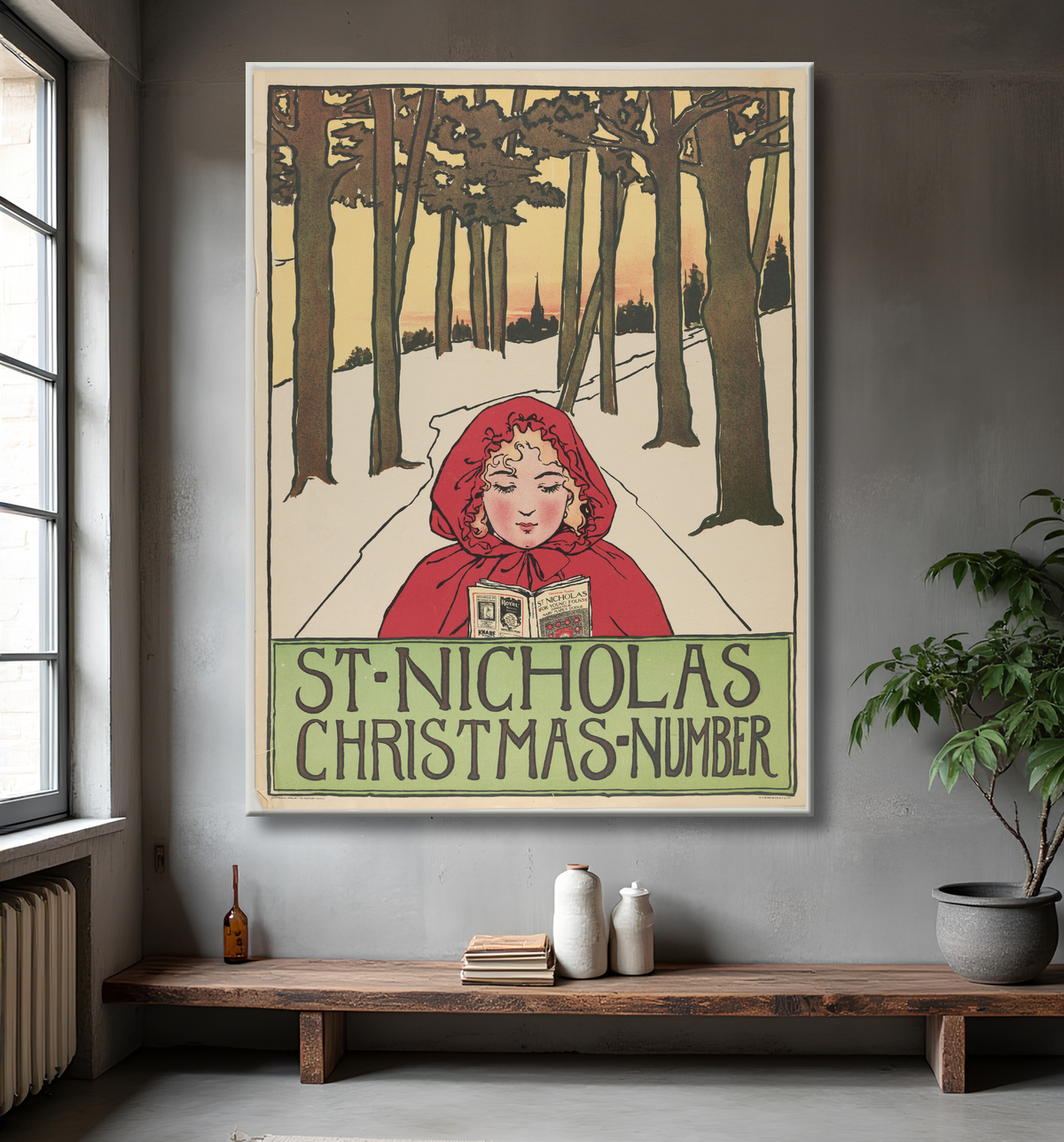 Reproduction Saint-Nicolas : numéro de Noël de Anonymous, American, 19th century avec decor