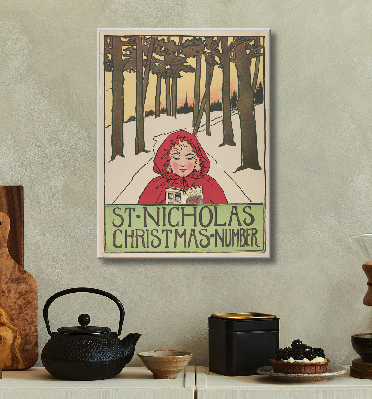 Reproduction Saint-Nicolas : numéro de Noël de Anonymous, American, 19th century avec decor