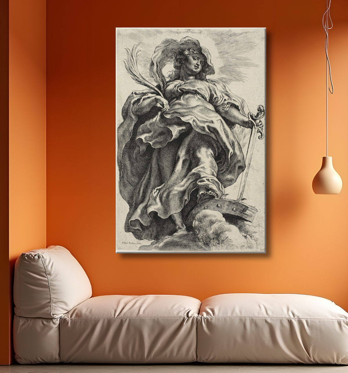 Reproduction Sainte Catherine d'Alexandrie de Peter Paul Rubens avec decor